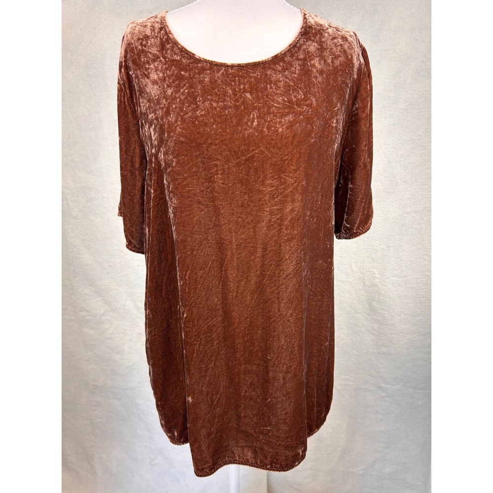 Eileen Fisher Quiet Luxury Whimsigoth Lagenlook Womens Nutmeg Velvet  Tunic M